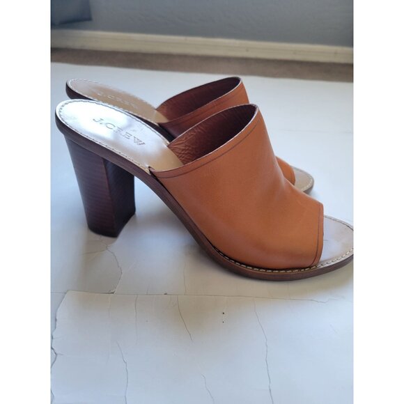 J.Crew Malow Cognac Leather Slide Mules Women’s Size 10 Business Casual Modern - Picture 4 of 11